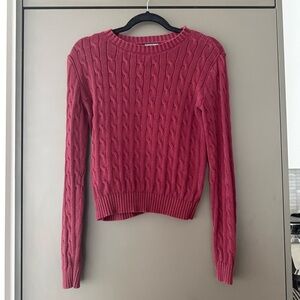 American Apparel Cable Knit Maroon/Bordeaux Color Crewneck 100% cotton